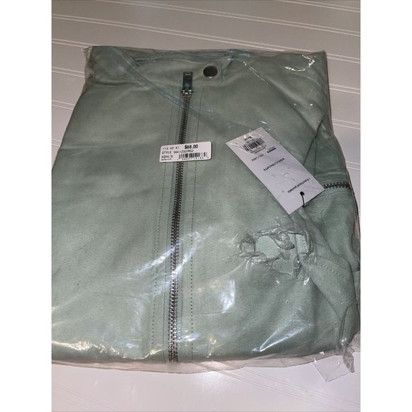 Women's Apt. 9 Long Sleeve Moto Jacket in Pearberry Green Size XL Retail $68.00 - Picture 7 of 8